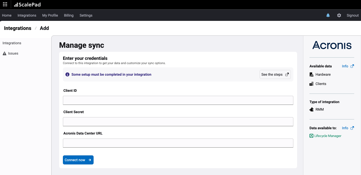 What you get with the Scalepad Lifecycle Manager integration with Acronis